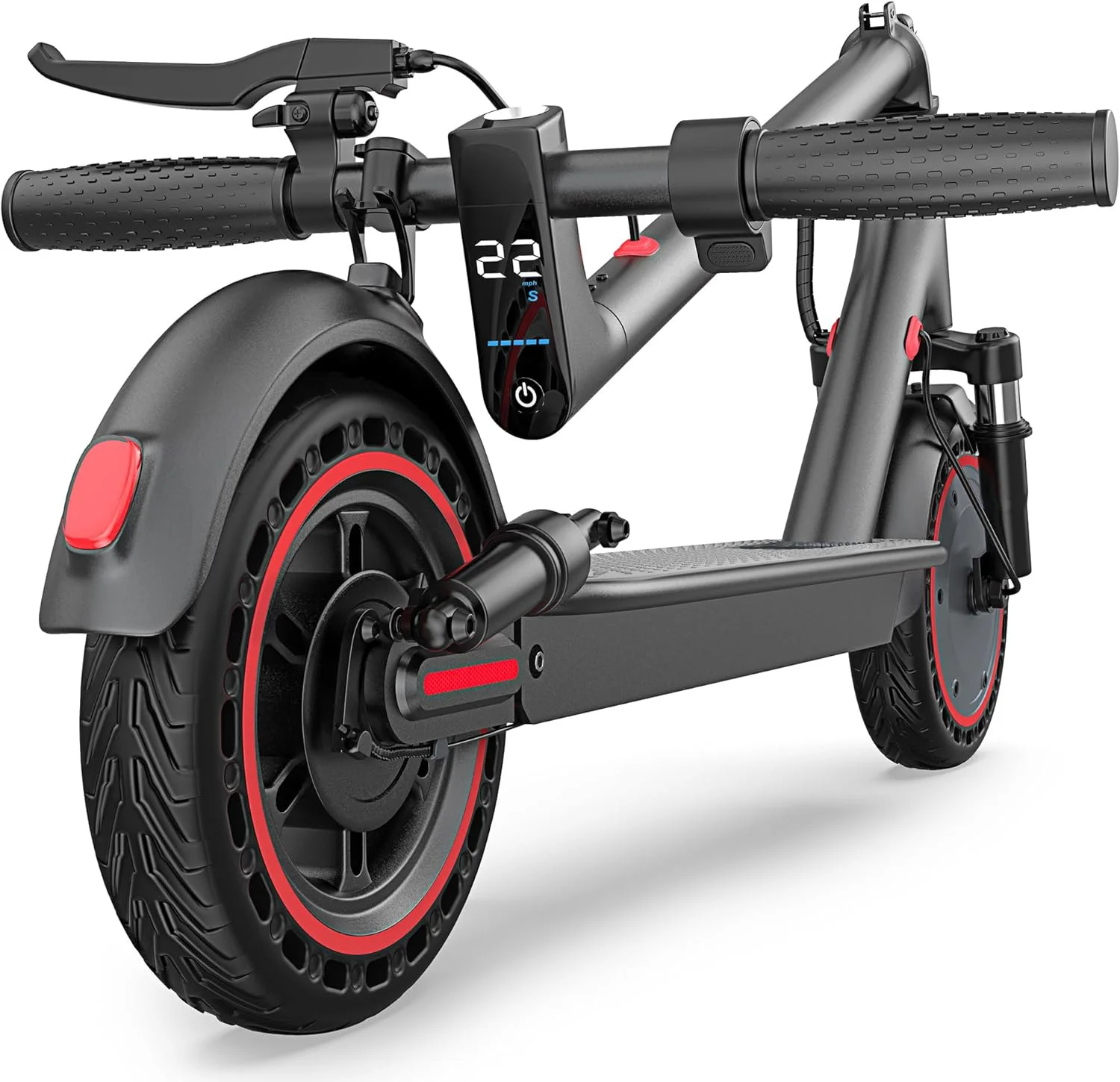 10”Honeycomb Tires Electric Scooter 42V 10.5Ah Battery 22MPH Max Speed 22Miles Max Range Dual Braking & Suspension APP Control