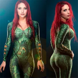 Halloween-Film Aquaman Mera Cosplay Kostüm Superheld Arthur Curry Orin Zentai Bodysuit Anzug Overalls für Erwachsene