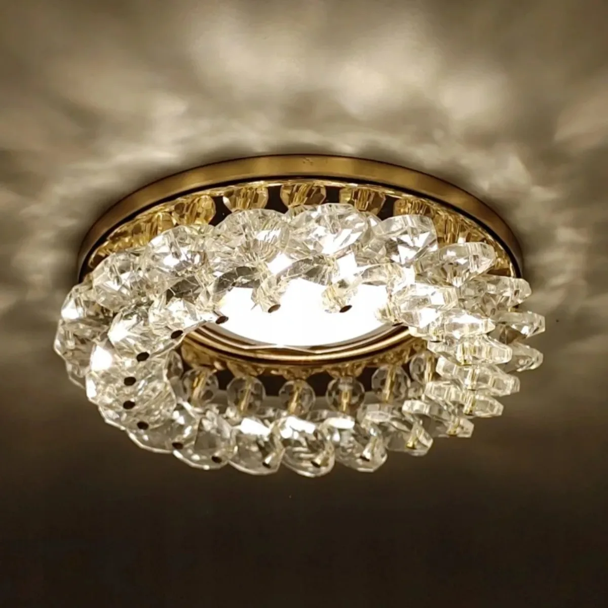 JOYINLED Round Crystal LED Downlights Lamp Frame Fixture Holders Cutout 50mm for MR16 GU10 Bulb Holder Recessed LED Spot Light