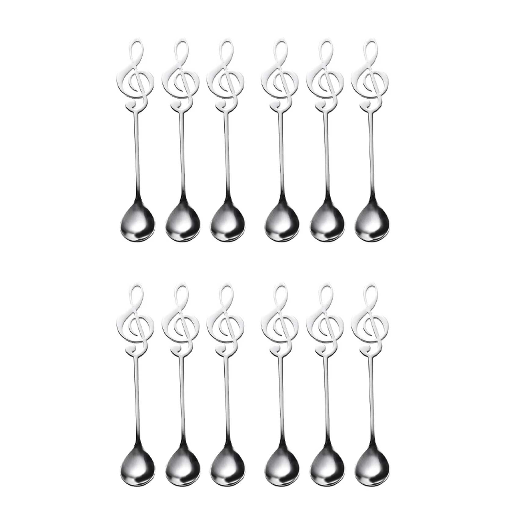 ABMS-12 Pack Cute Teaspoons Stainless Steel Musical Notation Shaped Coffee Spoons Dessert Cake Ice Cream Sugar Spoon view 4