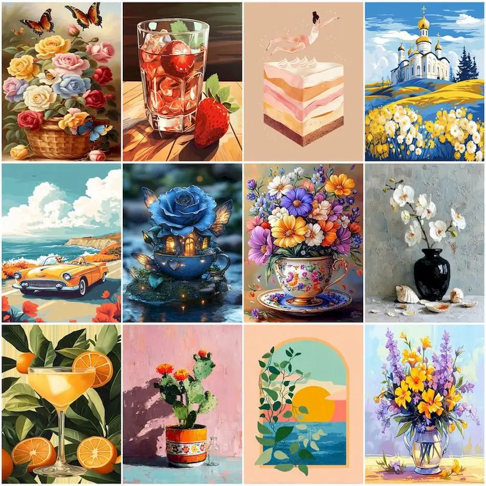 

RUOPOTY Painting By Numbers Acrylic Drawing Brushes Art Supplies On Canvas Handmade Pictures By Numbers Wall Decoration For Home