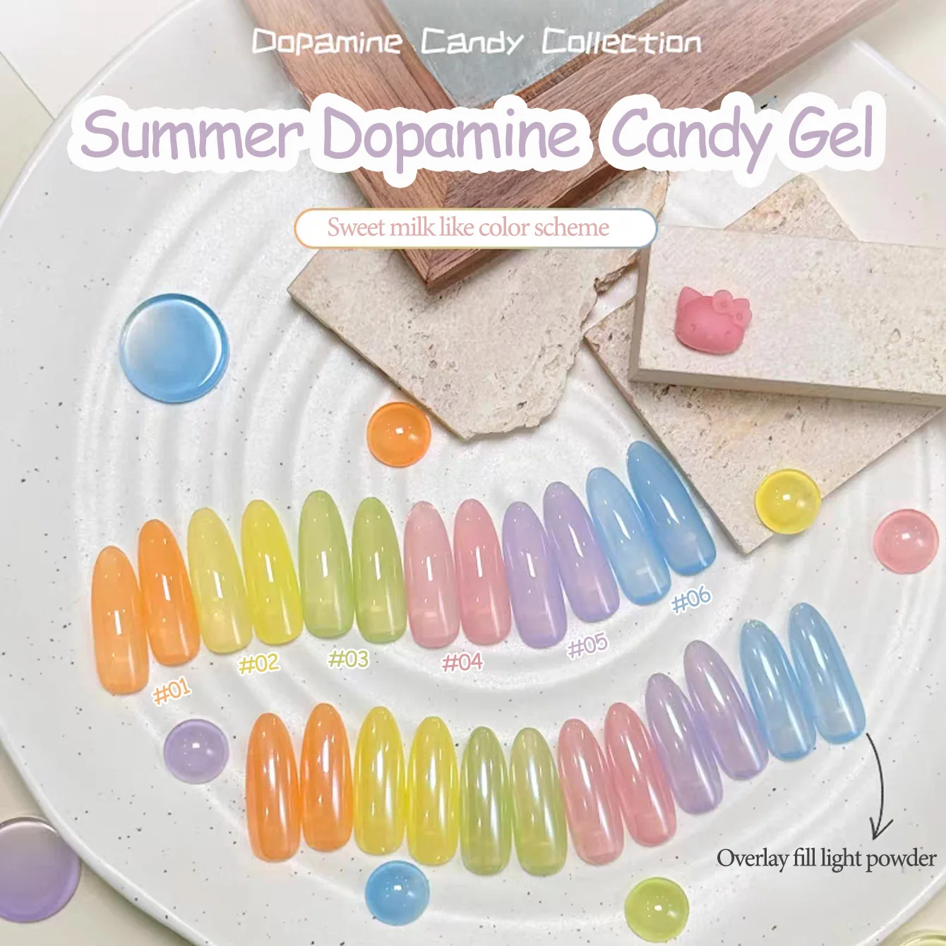 SHAKA 1-6pcs 2026 Summer Popular Romantic Macaron Candy Series Gel Nail Polish Ice Transparent Dopamine Pink Green Blue Nail Art