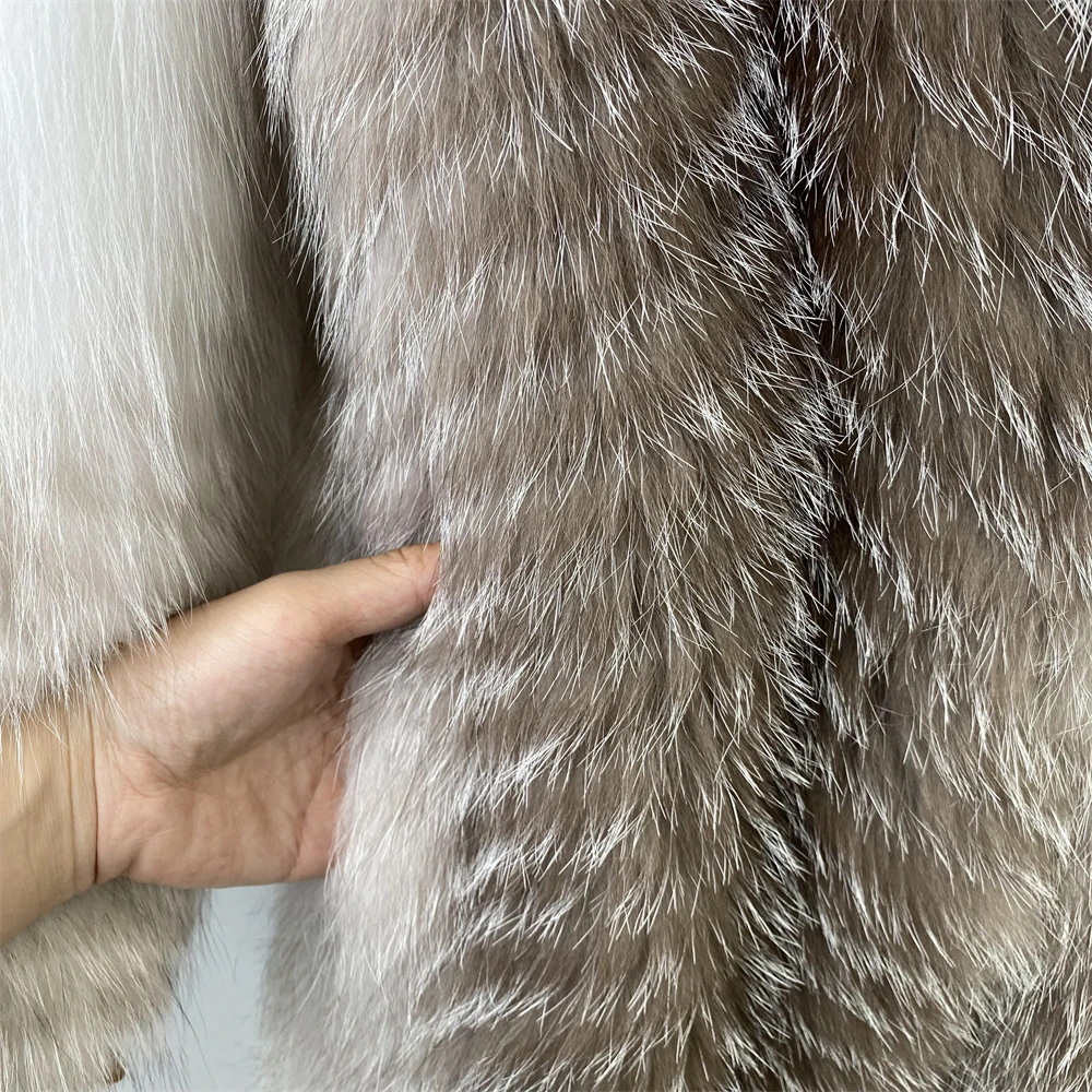 Jaxmonoy Women\'s Real Fur Coat Luxury Long Style Natural Fox Fur Coats Ladies Winter  Warm Jacket 2024 New In Outerwear Female