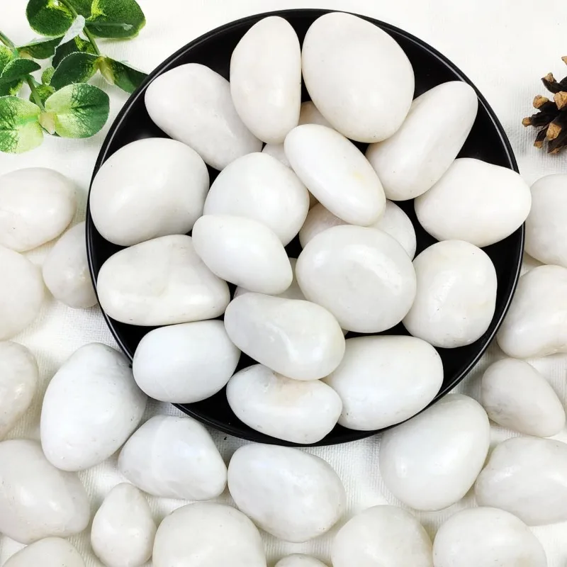 40lbs White River Rocks for Garden Landscaping, 1-2 Inch Natural Pebbles for Indoor Plants, High Polished Decorative Stones