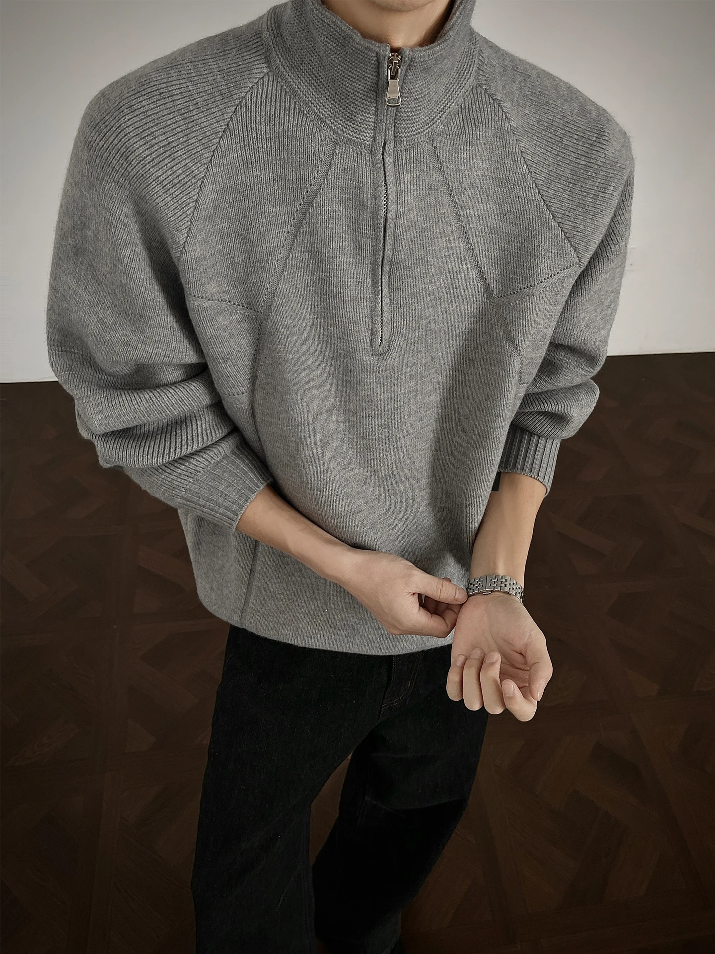 

Мужской вязаный свитер с высоким воротником на молнии, повседневный, удобный, свободного кроя, осенний, модный, в стиле ретро, от бренда Lazy Knitted