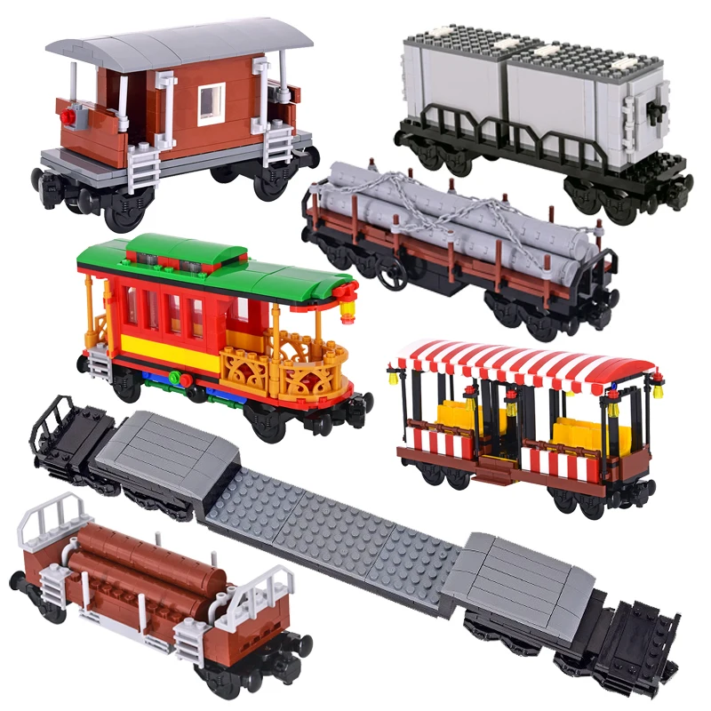 

Строительные блоки для городского поезда, модифицированные аксессуары своими руками, креативный комплект расширения каретки для гусеничного поезда MOC, база, детали колес