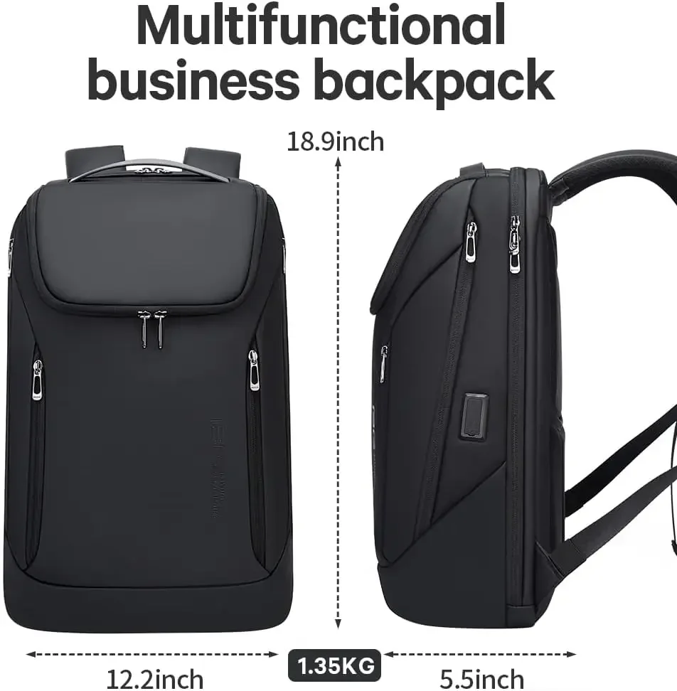 Afbeelding 7: BANGE Business Smart Backpack Waterdichte pasvorm 15,6 inch laptoprugzak met USB-oplaadpoort, duurzame reisrugzak