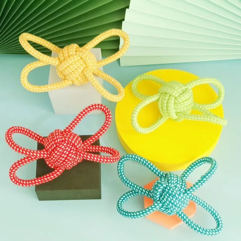 

Dog Knot Toy Teeth Grinding Cotton Rope Ball Small Dog Bite Resistant Weaving Four Globe Pet Supplies