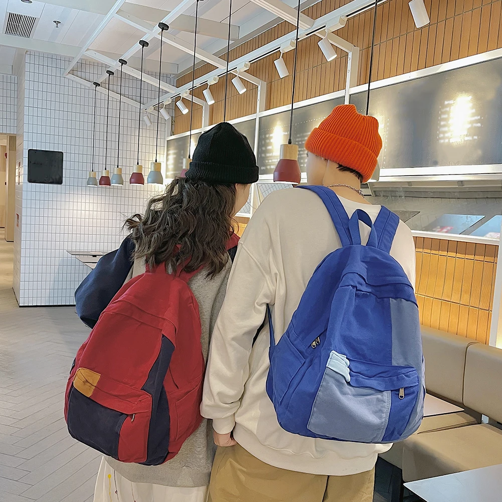 حقائب كتب للسفر ذات سعة كبيرة وأشرطة كتف قابلة للتعديل للرجال والنساء حقيبة ظهر للسفر بألوان متضاربة حقائب نهارية حقيبة مدرسية