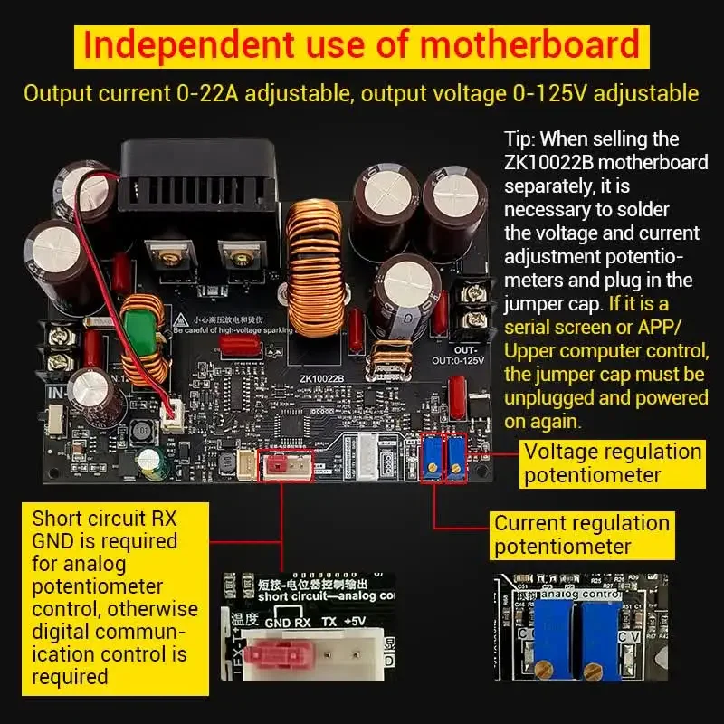 125V 22A 1500W Bluetooth Color Display CC CV Step-Down Adjustable Regulated Stabilized Voltage Power Supply USB Buck Converter