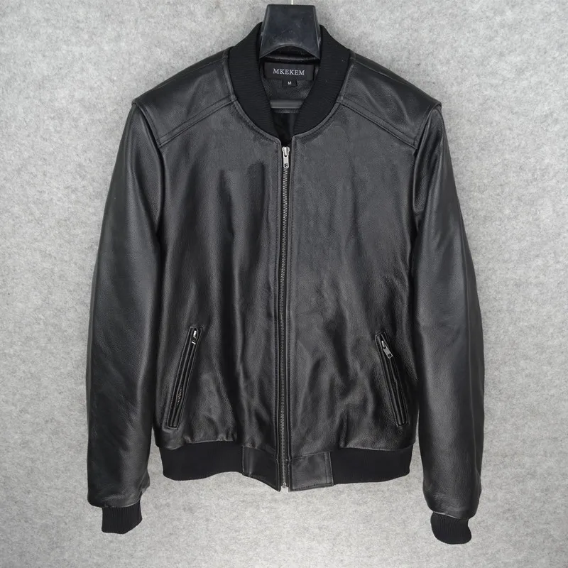 

Кожаная куртка из натуральной воловьей кожи для мужчин, приталенная, в стиле мотоциклетной/бейсбольной/авиационной куртки, большие размеры, мужская одежда