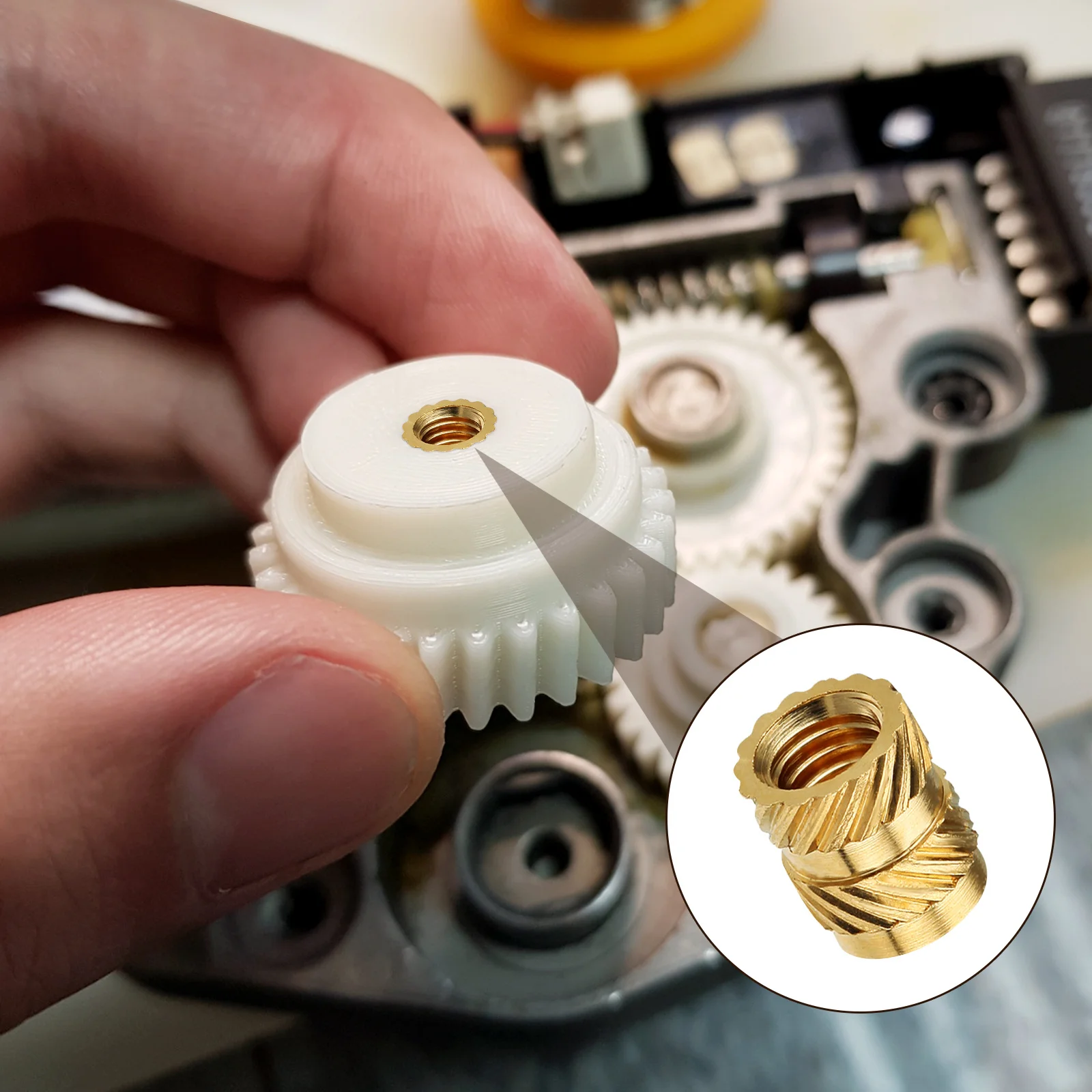 100 قطعة صواميل مخرشة نحاسية متينة وعملية تثبيت قوي للطباعة ثلاثية الأبعاد ملحقات إدراج ملولبة مقاومة للحرارة #6