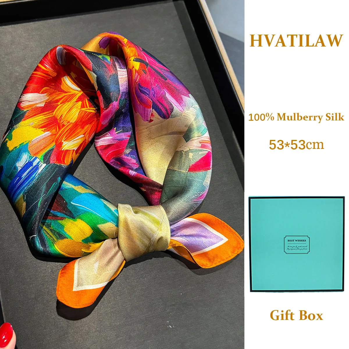 

2026 New 100% Pure Silk Scarf Women 53cm Square Scarves Headband Bandana Fashion Hijab Poncho Pashmina Female Foulard Bandana