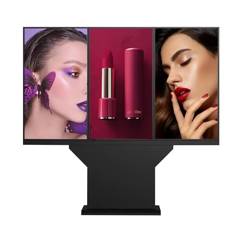 VETO Triple Screen Outdoor Commercial Advertising Video Player IP66 Waterproof 4K 55 65 75 Inches Outdoor LCD Digital Signage