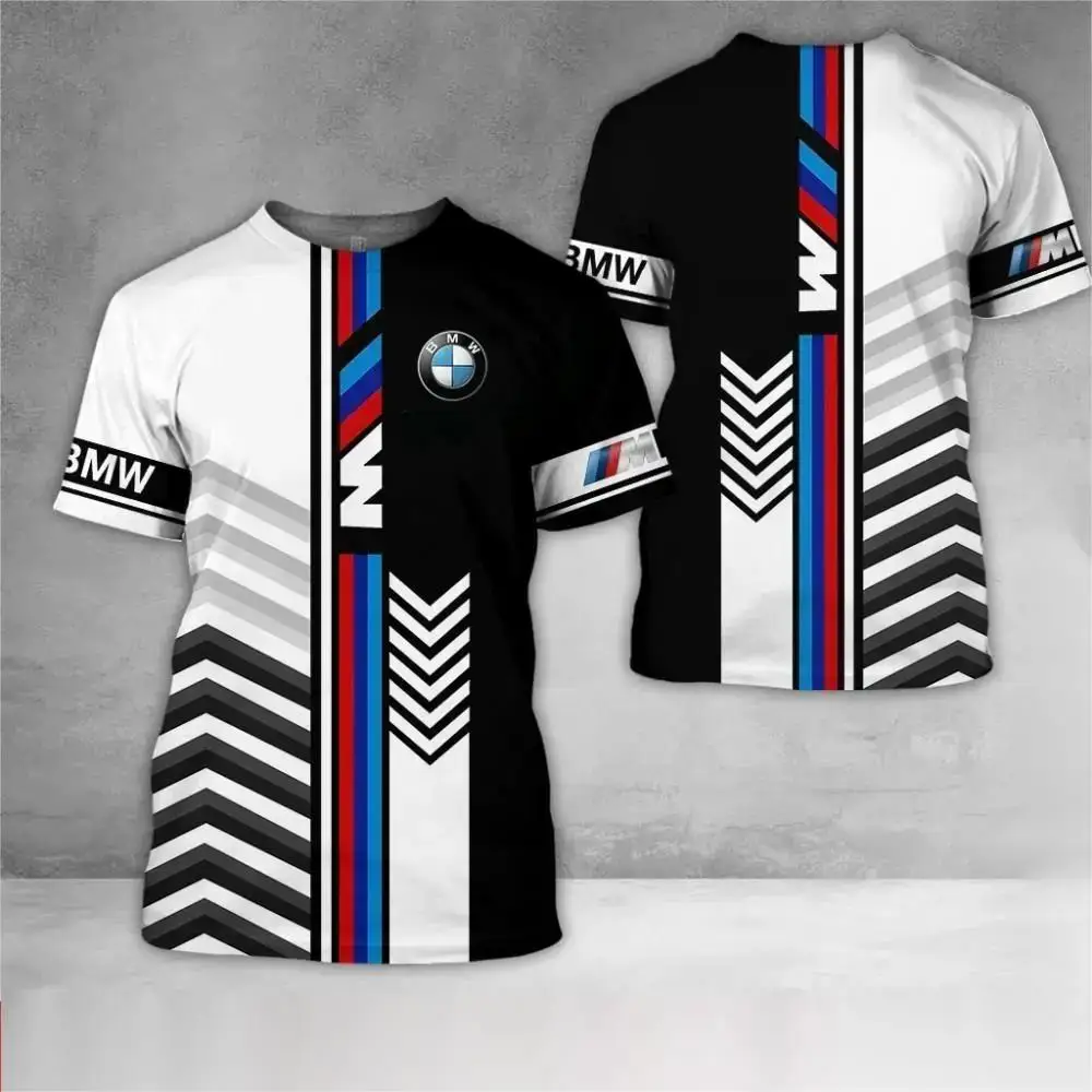 

2025 Style Breathable Round Neck BMW Logo 3D Printed Fashion Tops Motorcycle Riding Short Sleeves Sport Jersey sudadera de moto