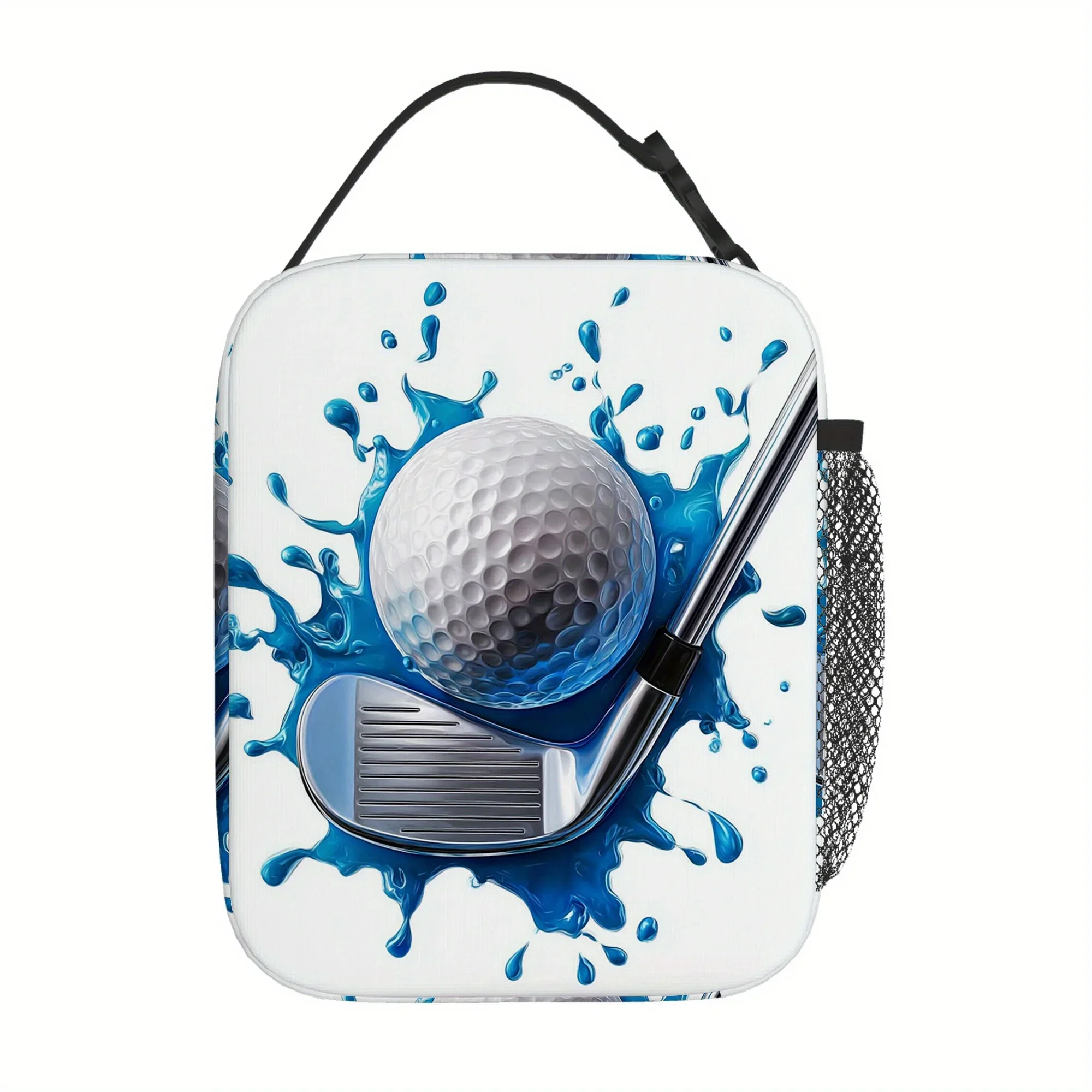 1pc, Golf Ball and Club with Water Splash Printed Thermal Bag, Insulated Bag, No Food Contact, Suitable for Home, Restaurant, Of