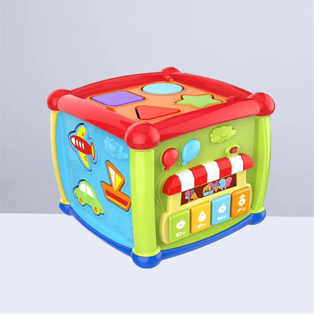 Music Activity Cube Multifunctional Educational Learning Shape Matching Exercise Hands for Toddlers Kids Gift