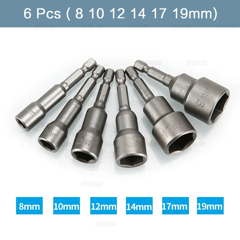Hex Socket Sleeve หัวฉีด Nut Driver ชุด 5/6/8/9/14 ชิ้นเจาะบิตดัดแปลงสําหรับซ็อกเก็ตบิตเครื่องมืออุปกรณ์เสริม