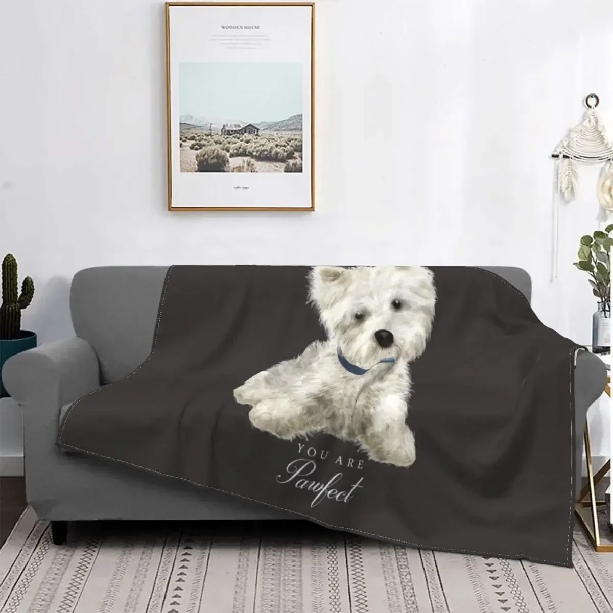 Westie West Highland White Terrier Pattern Flannel Throw Blanket Soft Funny Warm Camping Gifts Boys Girls Sofa Couch Bed Decor
