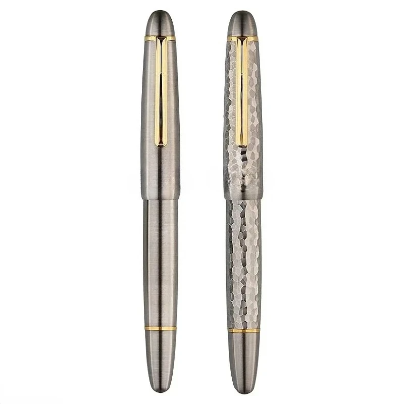 New MAJOHN Titanium Alloy Ti-P136 Piston Fountain Pen Big Size Gold/Silver Blade Nib Calligraphy Pen Luxury Writing Office Gifts