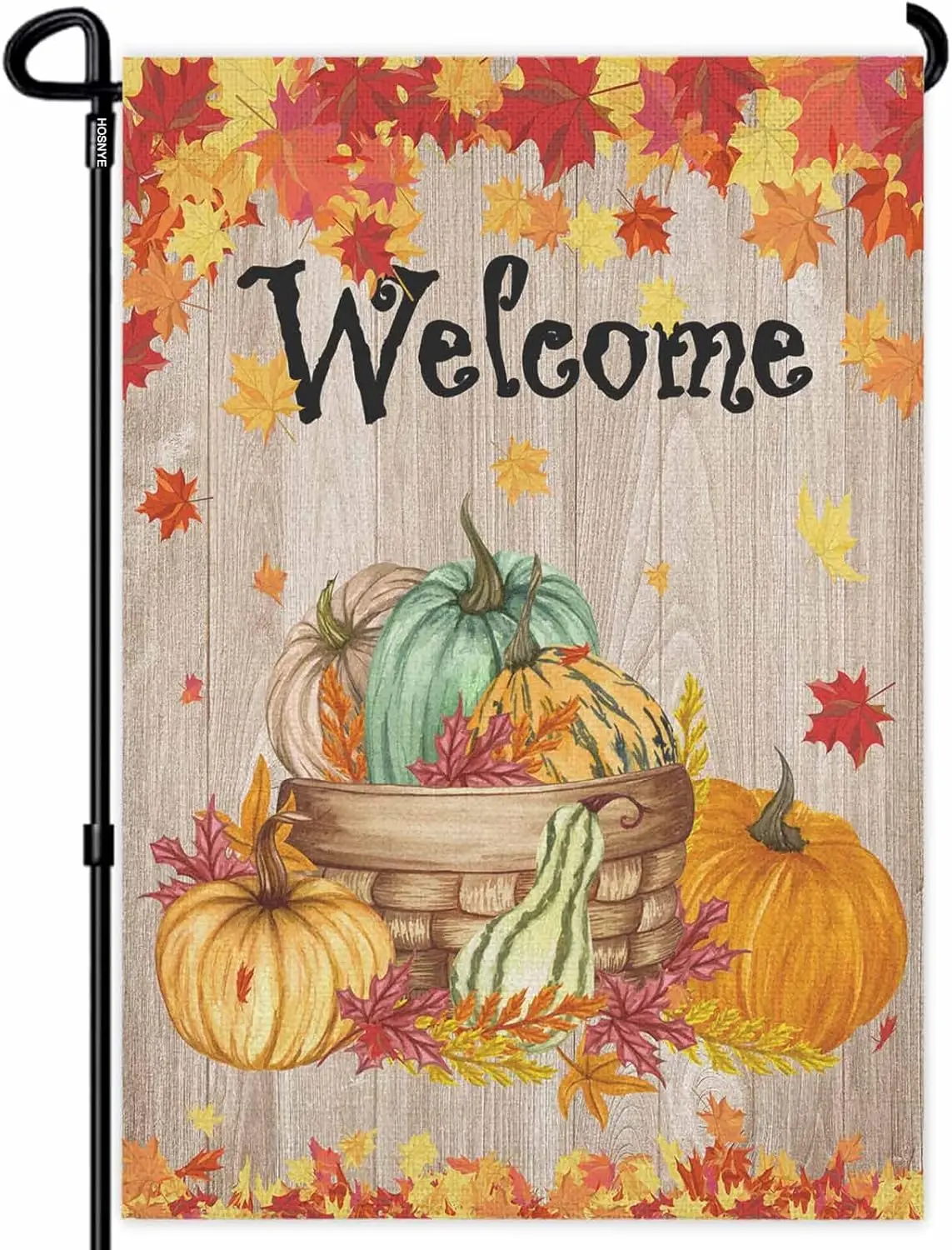HOSNYE Welcome Fall Garden Flag Double Sided Yard Flags Pumpkin Autumn Harvest Thanksgiving Garden Flags for Outside Outdoor zzo