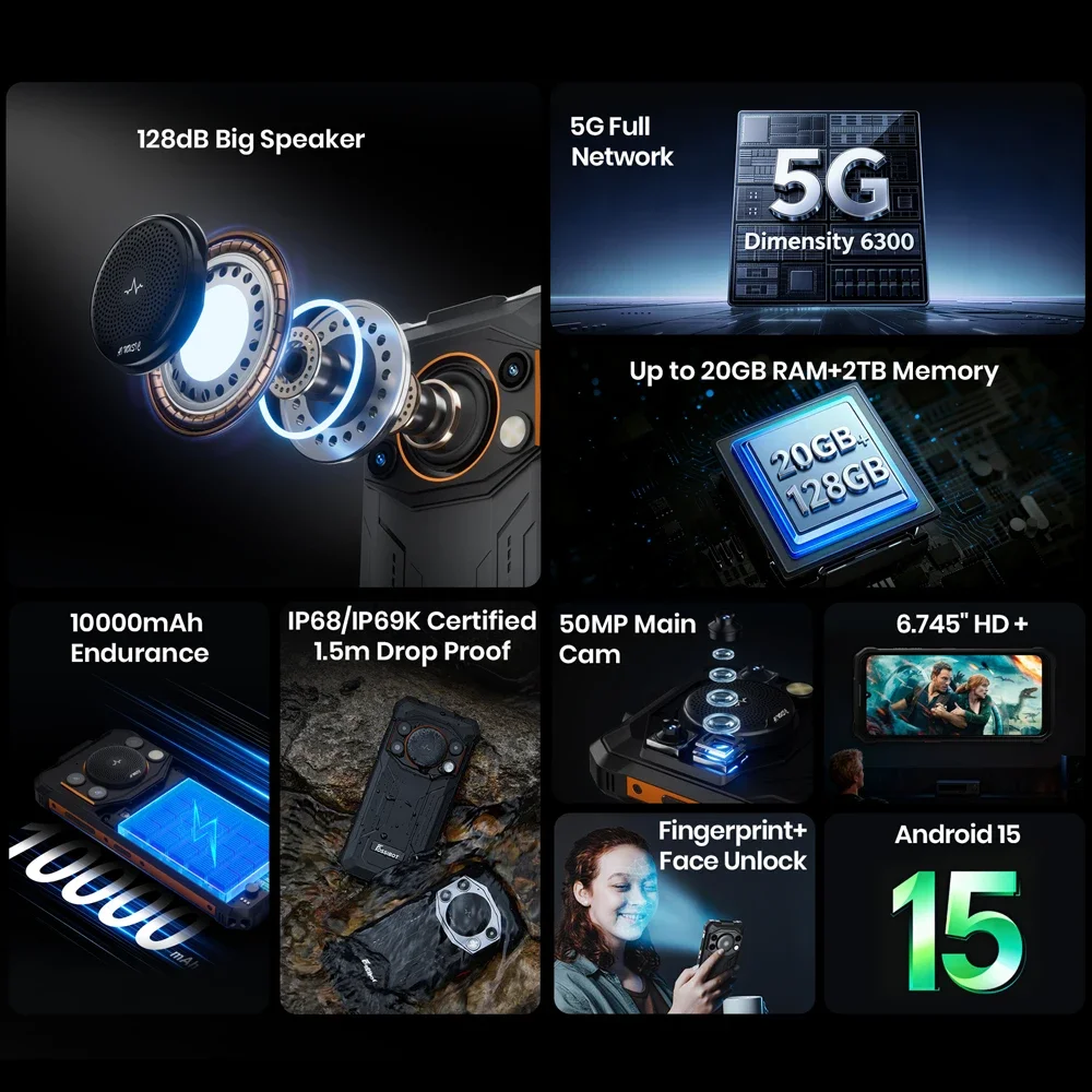 Fossibot F110 Pro 5G Rugged Smartphone Android 15 6.745