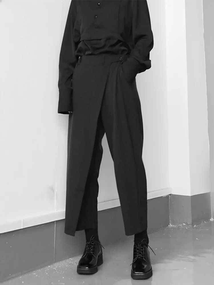 

EAM High Elastic Waist Black Brief Pleated Long Trousers New Loose Fit Pants Women Fashion Tide Spring Autumn 2024 1S430