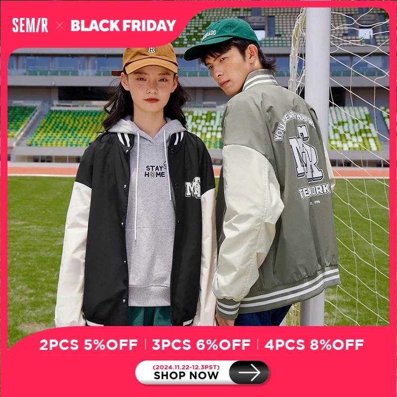 Semir Jacket Men American Retro Baseball Uniform 2022 New Autumn Couple Loose Campus Style Hit Color Jacket Tide