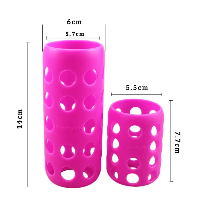 Silicone Water Bottle Cover with capacity line anti scalding anti falling cup cover baby glass milk bottle protective Sleeve