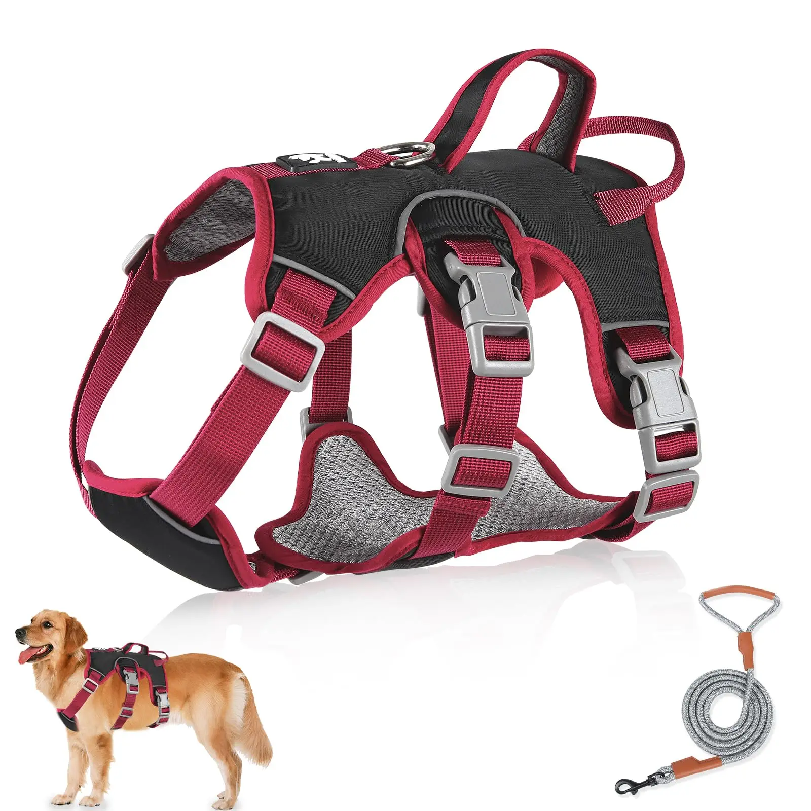 Multi-Purpose Dog Harness with Lead Set Escape Proof Anti-Pull Dog Harness Anti-Pull Harness, Dog Safety Harness Dog Harness