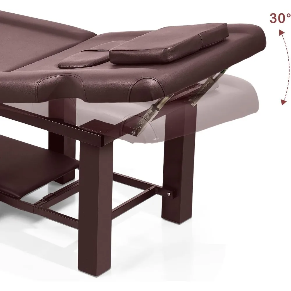 طاولة تدليك ثابتة احترافية مع مسند ظهر، وسرير تدليك للعلاج المائي قابل للتعديل، وإطار معدني من جلد البولي يوريثان
