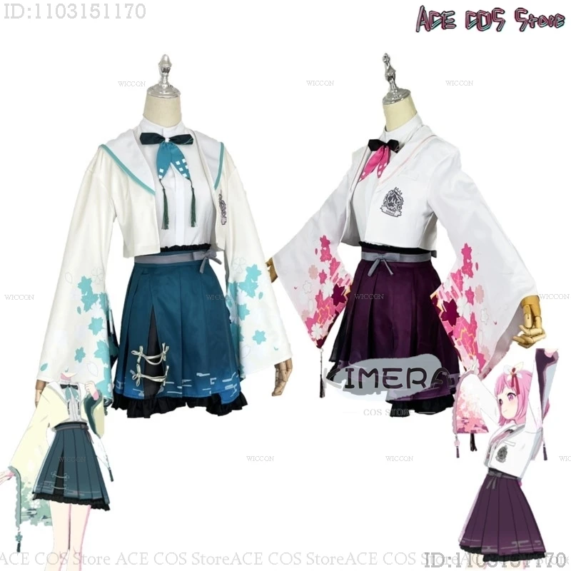 

Kusanagi Nene Otori Emu Cosplay Costume Project Sekai Colorful Stage Cos Pjsk Green Pink Skirt Wig Halloween Girls Game Clothing