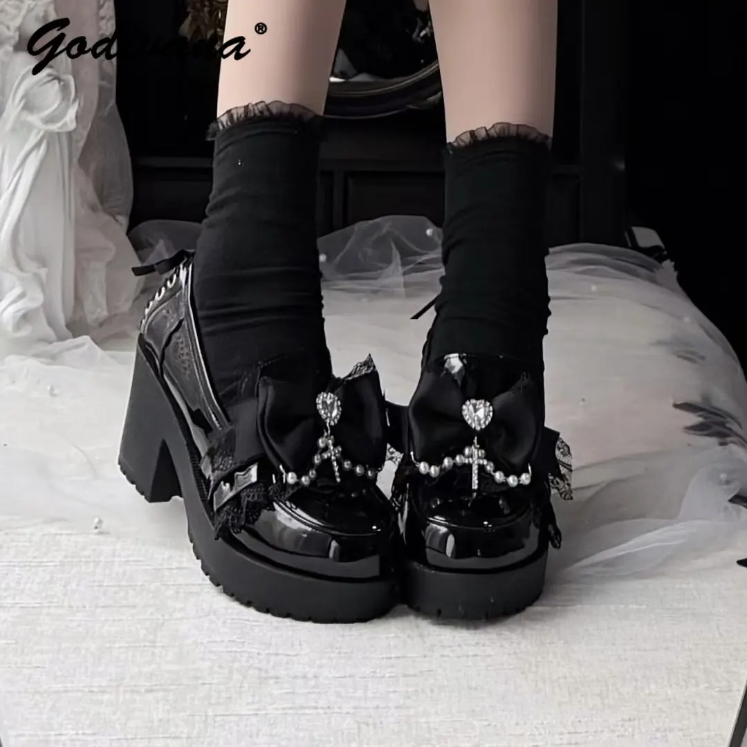 Original Mass Produced Style Japanese Platform Shoes Jirai Kei Women Mary Jane Shoes Versatile JK Loafers Casual Single Shoes