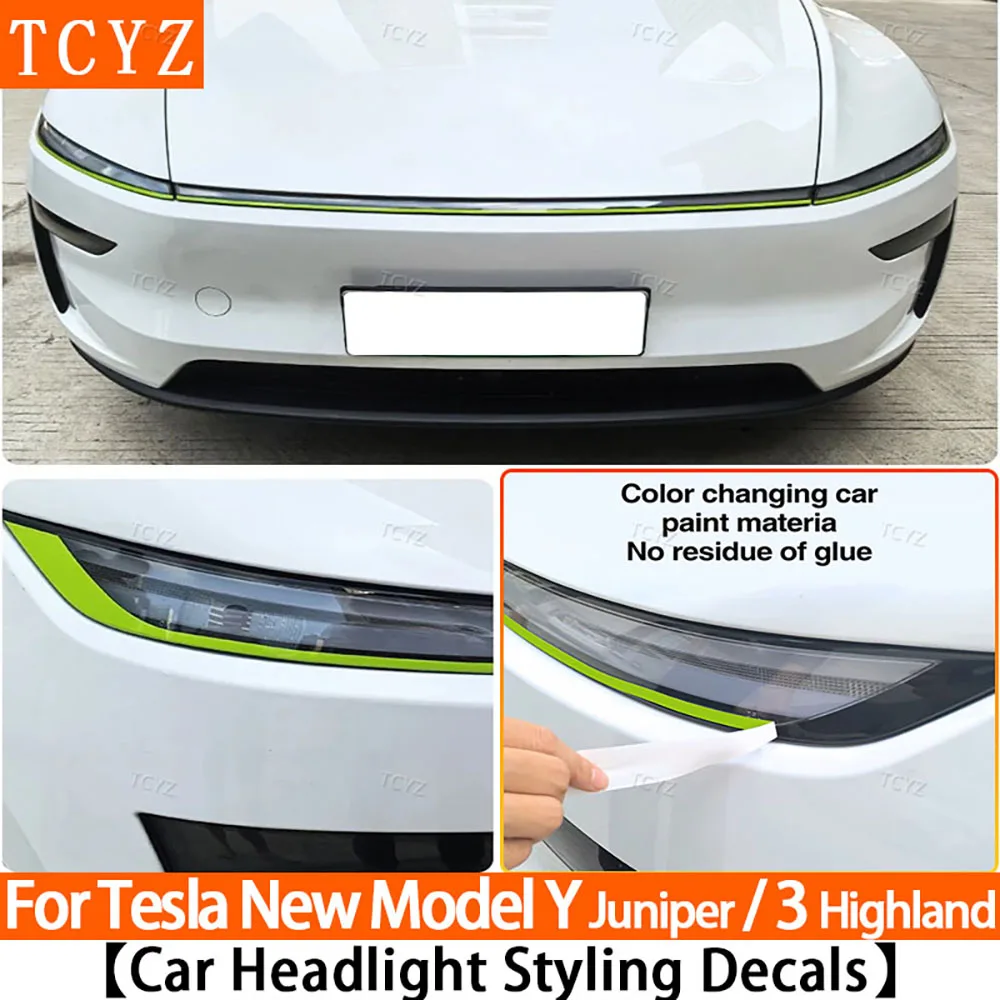 

For Tesla Model 3 Highland 2024-2026&Model Y Juniper 2025 2026 Color-Changing Headlight Sport Strip Decorative Automotive Film