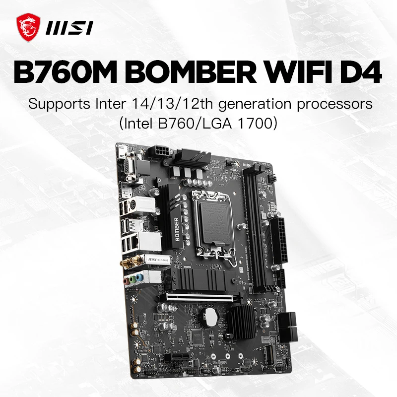 

64GB LGA 1700 Motherboard M.2 Gen4×4 PCIe 4.0 MSI B760M BOMBER WIFI DDR4 MotherBoard Diy Gaming Computer Gaming placa