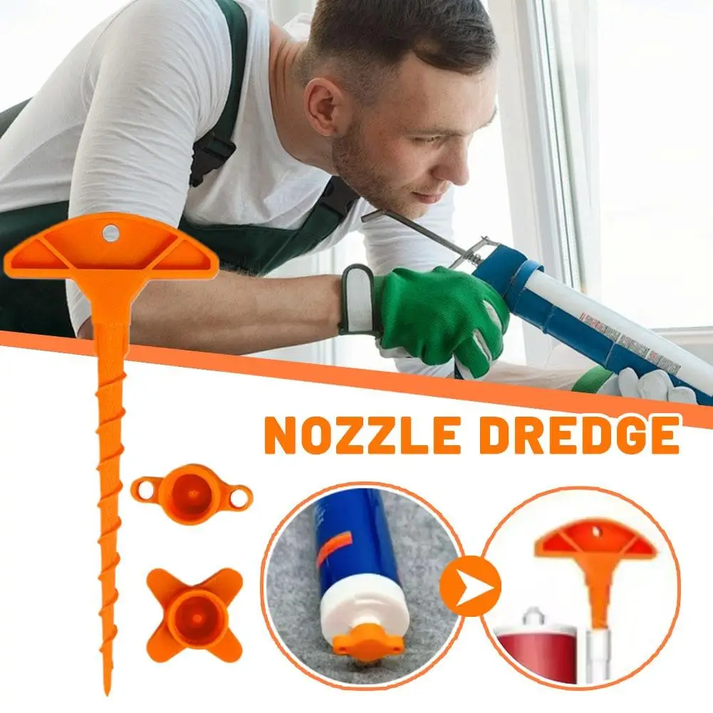 2pcs Sealant Nozzle Cleaner and Cap Prevents Drying for Glass Caulk Tubes Universal Fit Standard Size Handy DIY Tool