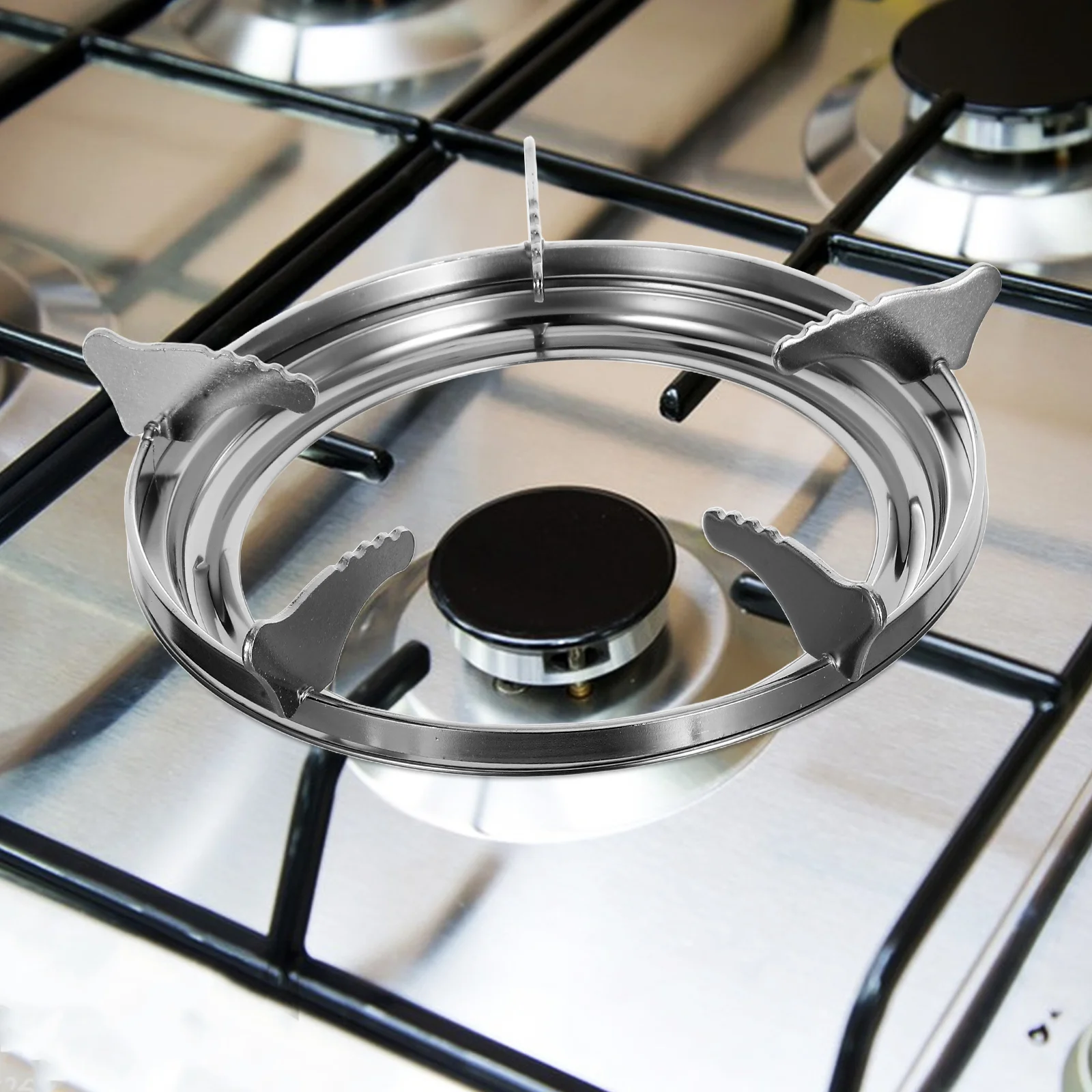 

1 Set Cast Bracket Holder Drip Pan Sturdy Non-Slip Heat Resistant Restaurant Cooking Pot Stability Universal Fit Space Saving