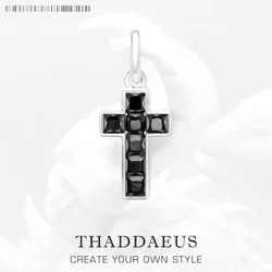 Black Stone Cross Pendant Brand New Fine Jewelry Classic Accessories 925 Sterling Silver Gift For Women