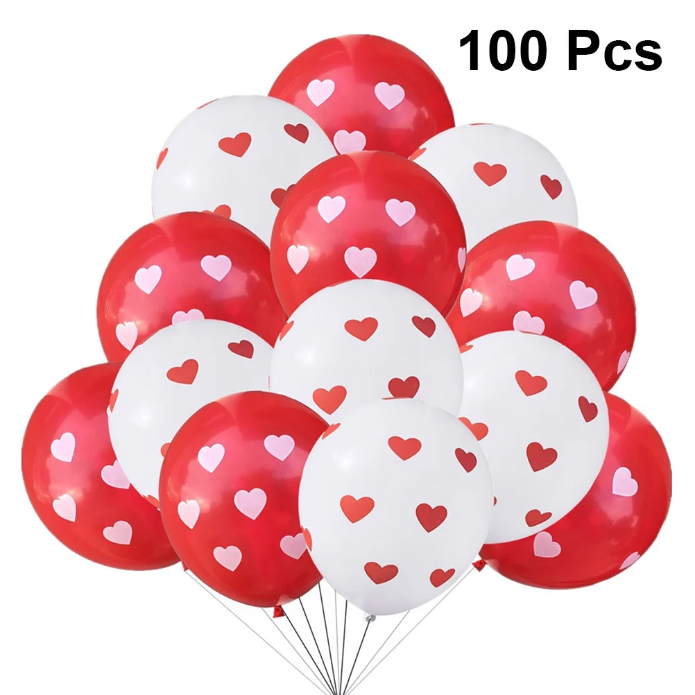 

100Pcs Creative Love Heart Printed Balloons Wedding Birthday Party Decorations Valentine Day Printed Decorative Balloon