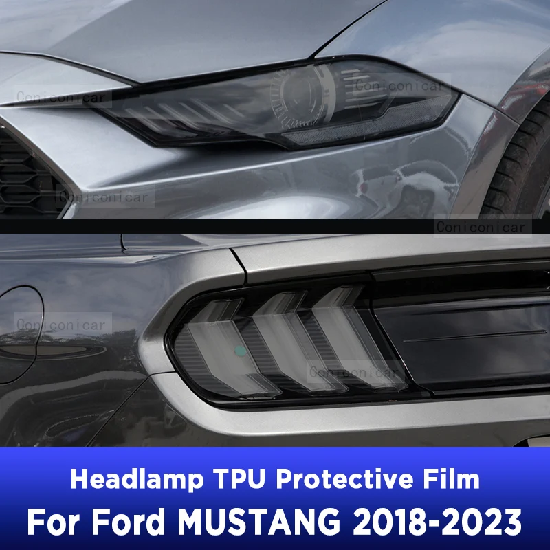 

Car Headlight Protection Tint Anti-Scratch Black Protective Film TPU Stickers Cover For FORD MUSTANG 2018-2023 Accessories