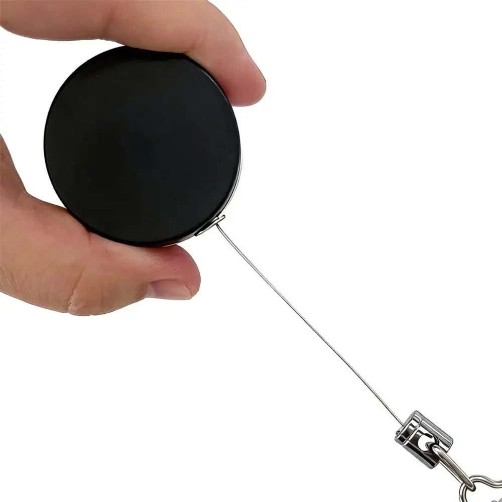 Durable Metal Retractable Towel Clip 4cm with Steel Wire Badge Reel Punch-Free Self-Rewinding Towel Rack Household