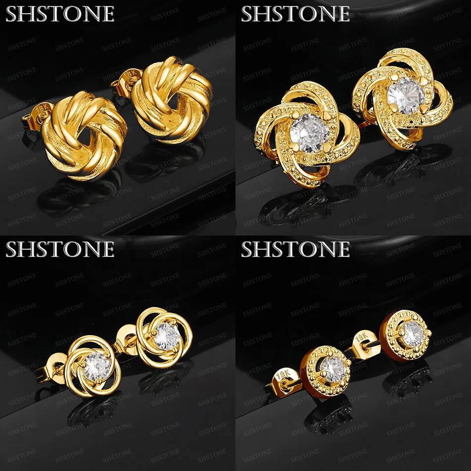 Hot New 18k Gold Round Zircon Rose Flower Multi Circular Stud Earring Fashion Accessory Anniversary Party Classic Luxury Jewelry