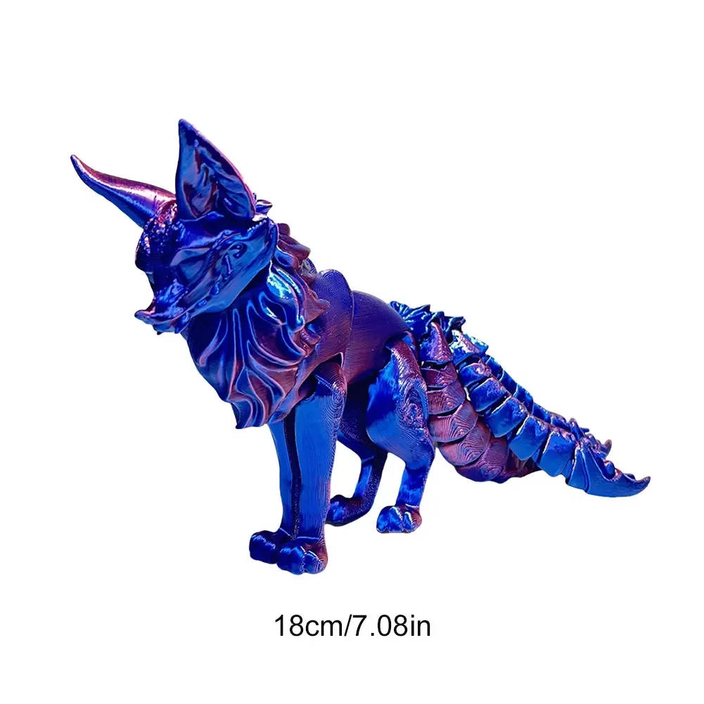 18cm 3D Printed Multi-articular Movable Model Handmade Home Decoration Fox Fidget Toy Nine-Tailed Fox Action Figures Desk Decor