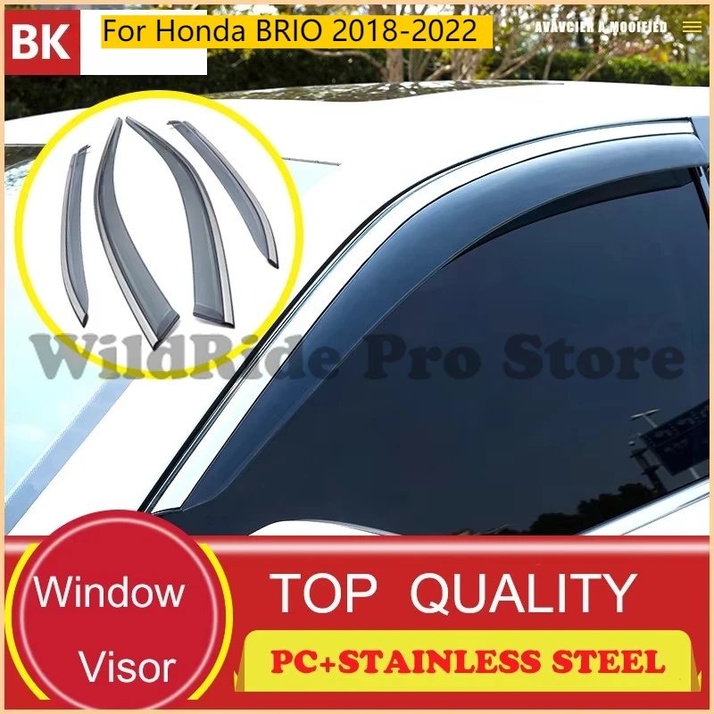 

Side Window Vent Visor for Honda BRIO 2018-2022 Vent Deflectors Visors 4pcs Rain Guards Wind Deflector