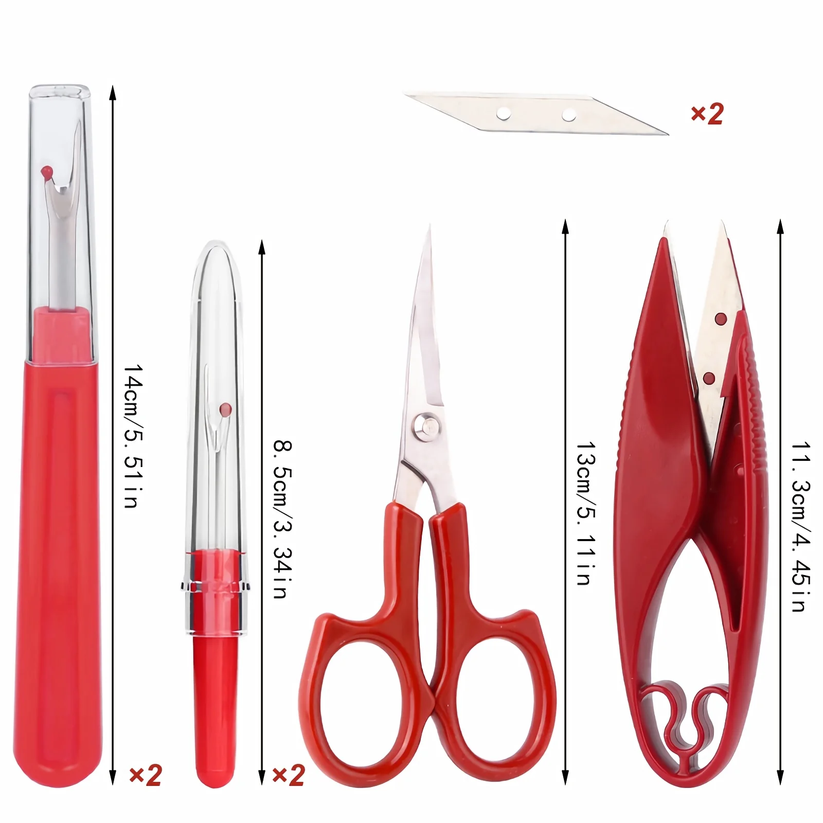 1/2/6 pezzi kit di scarichi per cucire punto per cucire rosso filo Unpicker e scarificatore per cucitura e taglierina per filo per filo da cucire rimuovere