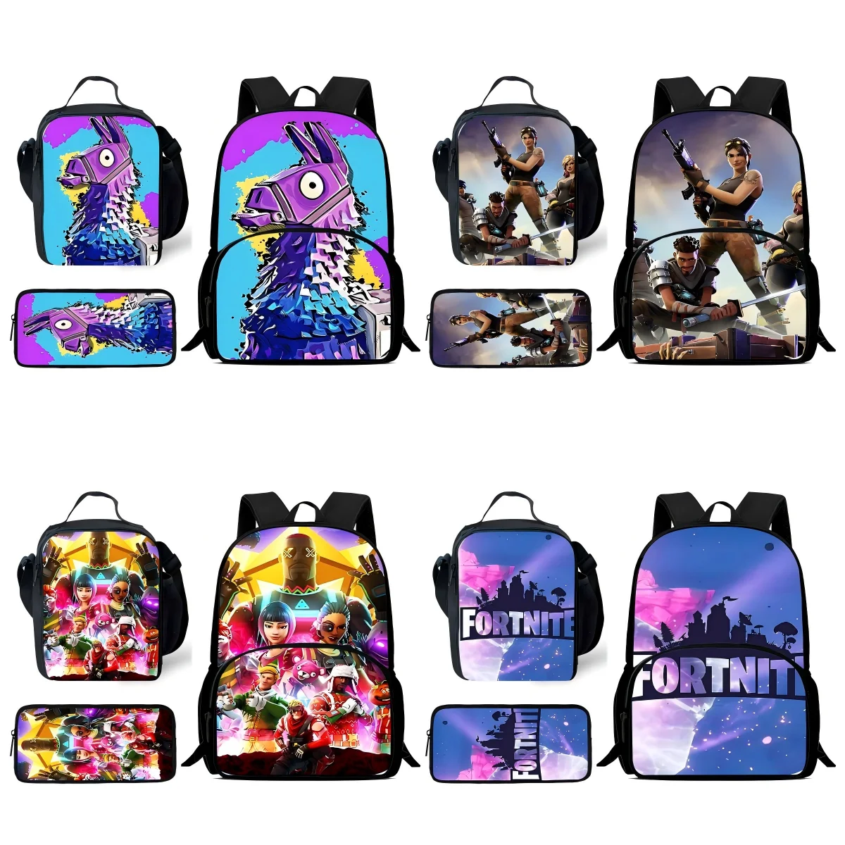 Classic Game FortniteS Child Backpacks Lunch Bag Pencil Case Pupil Large Capacity School Bags For Boy Girl Best Gift