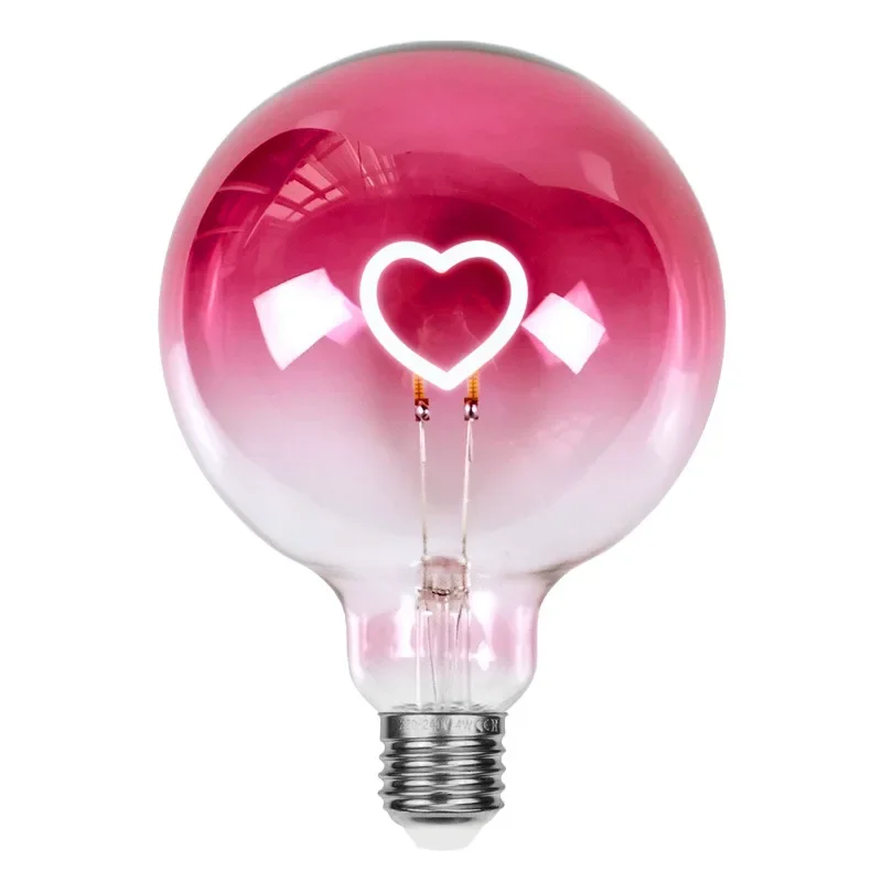 G95 Internet celebrities ins filament lamp love styling pink E27 bulb bar restaurant wedding decoration night light