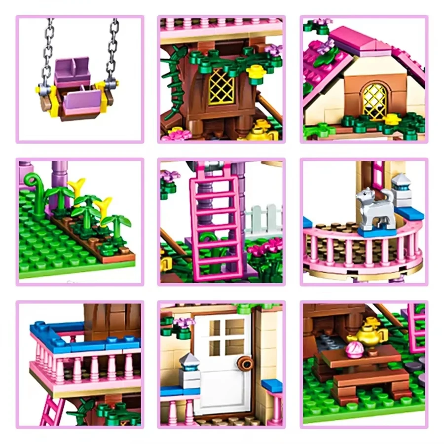 504 pezzi Amici Casa di città Vacanza estiva Villa Appartamento Building Blocks Set Figure Giocattolo fai da te per bambine Regali per il ritorno a scuola