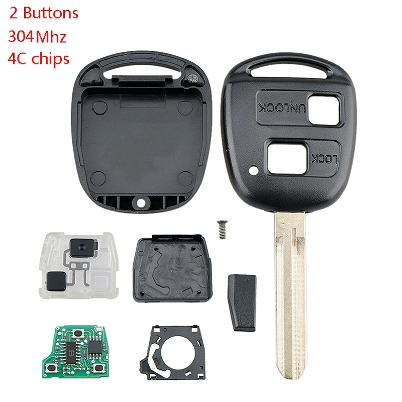 Auto Smart-Remote-Key 2 Tasten 4C Chip Auto Schlüssel Fob Fit für Toyota Corolla 2001-2007 304MHZ