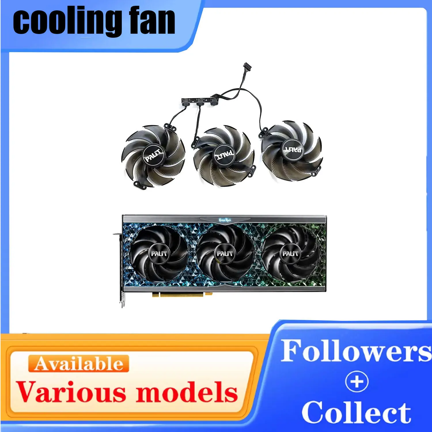 New Cooler Fan 6PIN 90MM TH9520B2H-PCB01 RTX 4090 GPU Fan for Palit GeForce RTX 4090 4080 4070 Ti GameRock OC Fan